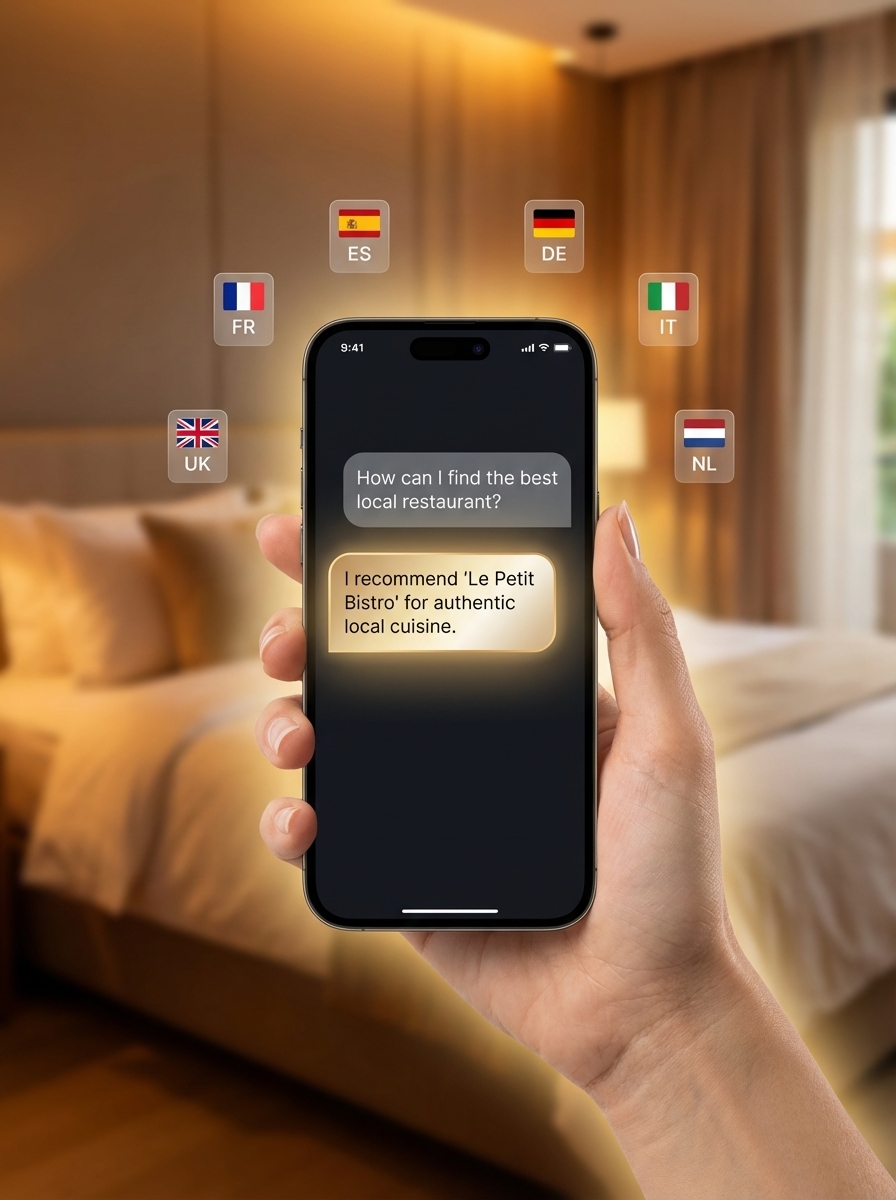 Interface chatbot IA ForMyGuests sur iPhone